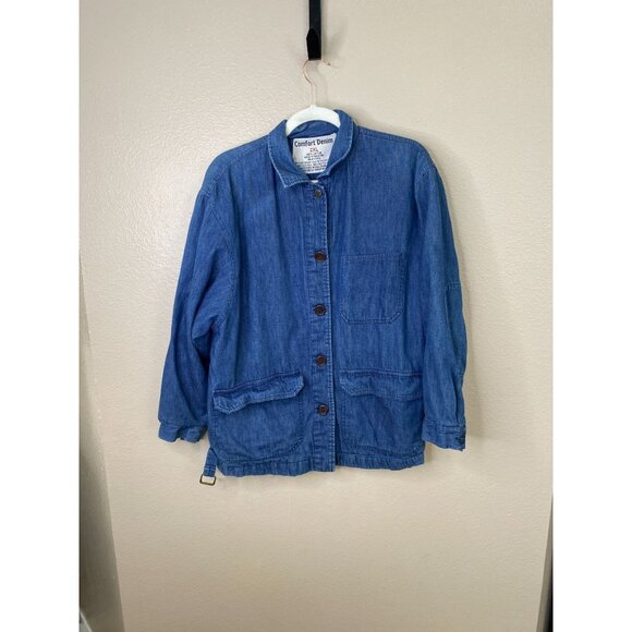 Comfort Denim 2XL Blue 100% Cotton Button-Up Jacket Long Sleeve Vintage - Picture 1 of 6